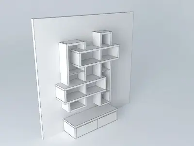 Modern purple wall furniture Free 3D model