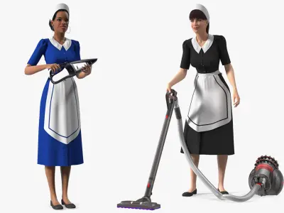Rigged Housekeeping Maids Collection for Cinema 4D 3D model