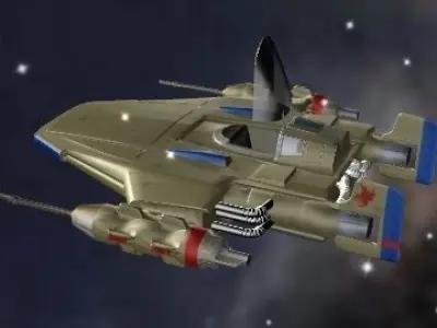shuttle spaceship flying in sky Low-poly 3D model