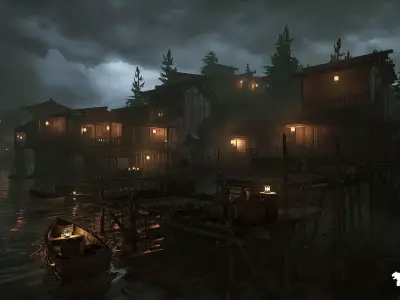 Asian Fishing Village Environment Low-poly 3D model