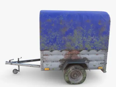 Cargo Trailer v1 weathered Low-poly 3D model