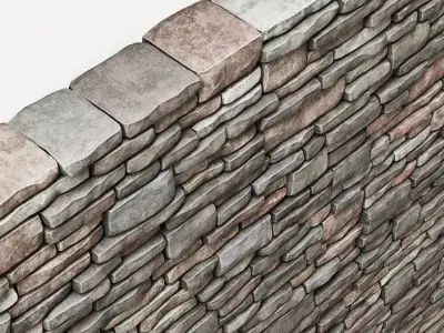 Brick granite stone many part n1 3D model