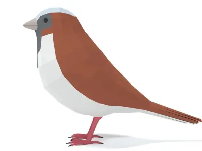 Low Poly Cartoon Sparrow Low-poly 3D model