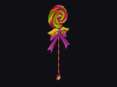 Wand Lollipop Magical Candy Wizard Scepter Weapon Stick Low-poly 3D model
