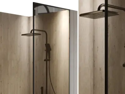 Corner Shower Cabins 07 Low-poly 3D model