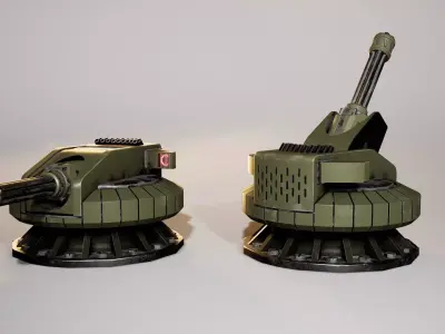 Modular turret Low-poly 3D model