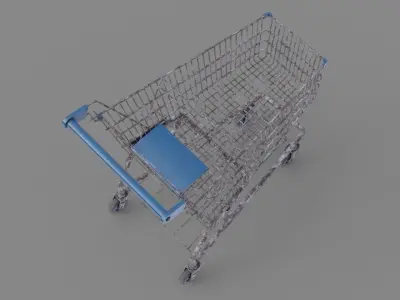 Shopping Cart 1 Old Low-poly 3D model