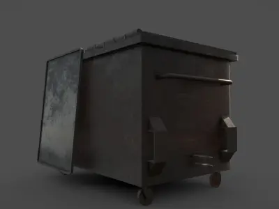 Old Industrial Dumpster Bin Rusted Low-poly 3D model