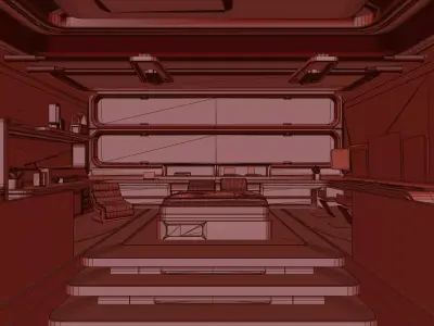 Futuristic Space Command Bedroom 3D Model 3D model