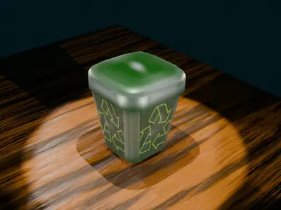 TrashCan Monster Low-poly 3D model