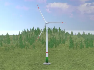 Wind-turbine with foundation E1 H-163 RD 172 m Low-poly 3D model