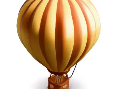 Low Poly Cartoon Hot Air Balloon Low-poly 3D model