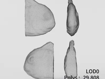 Cut Taiyaki 3D model Low-poly 3D model
