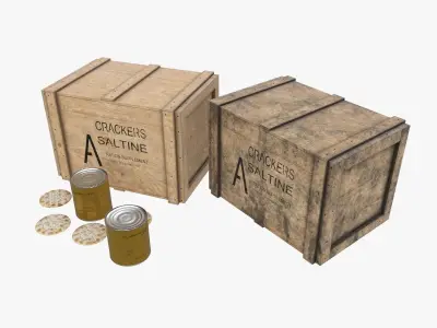 US Crackers Wooden Crate Low-poly 3D model
