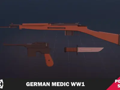 German Medic WW1 Low-poly 3D model