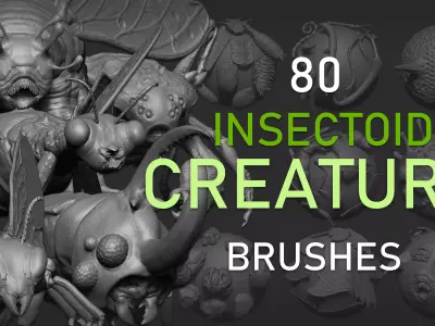 Zbrush  Blender - 80 Insectoid Creature Brush mega Pack 3D model