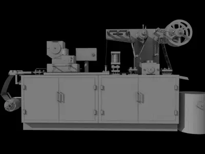 Aluminum plastic blister packaging machine Low-poly 3D model
