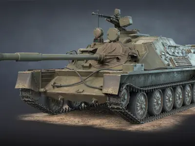 ASU-85 Self-Propelled Gun Low-poly 3D model