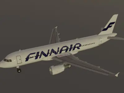 Finnair airbus a320-214 low poly 3d model  Low-poly 3D model