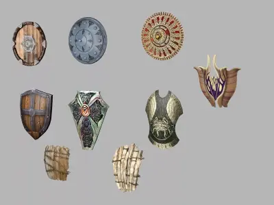 Medieval Viking Shields Set Low-poly 3D Model Low-poly 3D model purchase