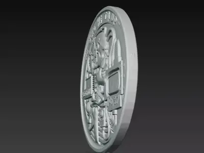 Cyberpunk Skull Coin Medallion Tech Liberty Emblem 3D Model 3D print model