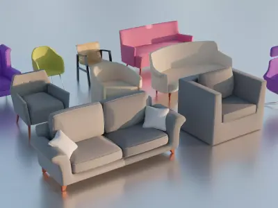Armchair Pack Free low-poly 3D model