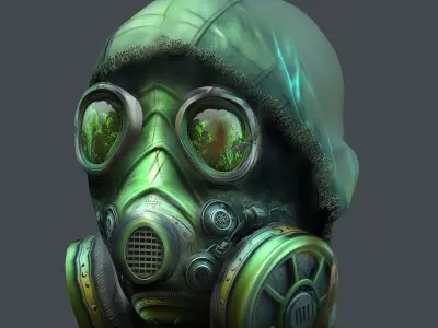 Gas mask helmet 3d model military combat fantasy cyborg Low-poly 3D model