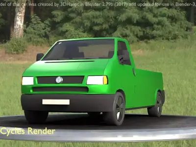 City Car 43 Commercial Pickup 3500 Type-C Green Low-poly 3D model