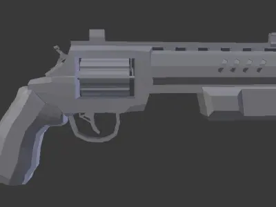 Sci-fi post-apocalyptic revolver Low-poly 3D model