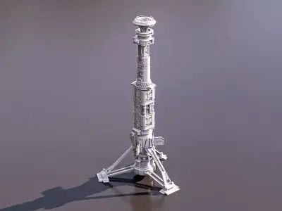 Sci Fi Buildings Rocket Tower Skyscraper 3D Model Free low-poly 3D model
