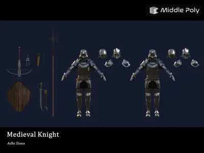 Medieval Knight Low-poly 3D model