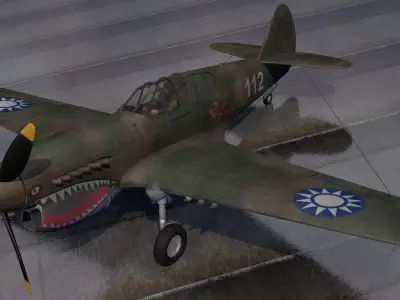Curtiss P-40E Warhawk 3D model