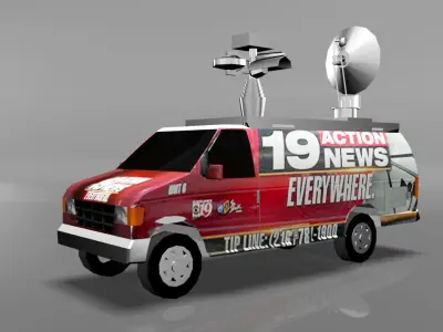 Broadcasting Van Low-poly 3D model