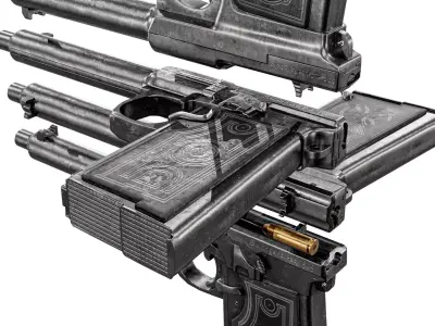 Sunngard Automatic Pistol 1909 Low-poly 3D model