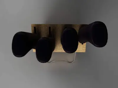 knives three in wooden box 3D model