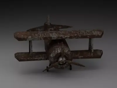 Rusty Vintage Biplane - Low-Poly 3D Model for Games  Animation Low-poly 3D model