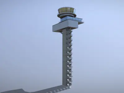 Airport Control Tower EDDF DFS ATC Frankfurt Airport Low-poly 3D model