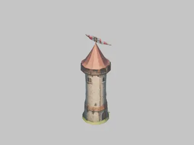 Lowpoly STylized medieval tower Low-poly 3D model