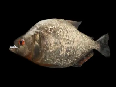 Piranha fish with teeth Low-poly 3D model