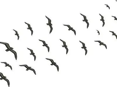 birds flock of seagulls flying in sky Free 3D model