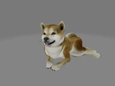 animated shiba inu dog Low-poly 3D model