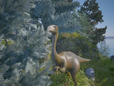 Dinosaur Struthiomimus Low-poly 3D model