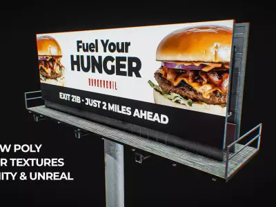 Billboard Fast Food 3D Model Low-poly 3D model