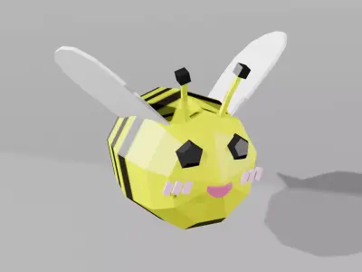Happy Bee Low-poly 3D model