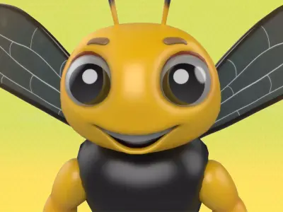 Cute Bee Character 3D model with Animation Low-poly 3D model