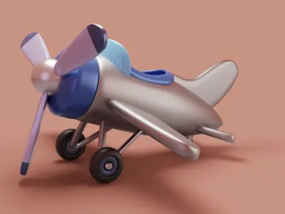 Cartoon stylized airplane Low-poly 3D model