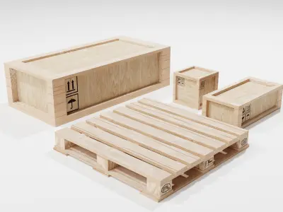 Wooden Transport Boxes Free low-poly 3D model