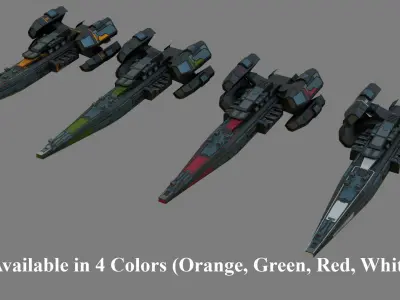 Sci-Fi Cruiser Aurora - Game Ready - PBR Low-poly 3D model