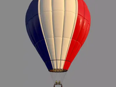 FranceFlag-Parachute hot air balloon with flag of france 3D model