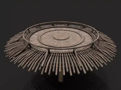Medieval Wooden Circular Platform Arena 2 Low-poly 3D model